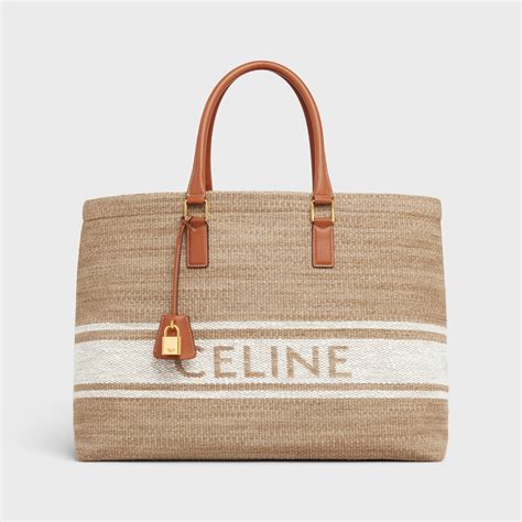 horizontal cabas celine in textile with celine print and calfskin|HORIZONTAL CABAS CELINE IN TEXTILE WITH CELINE .